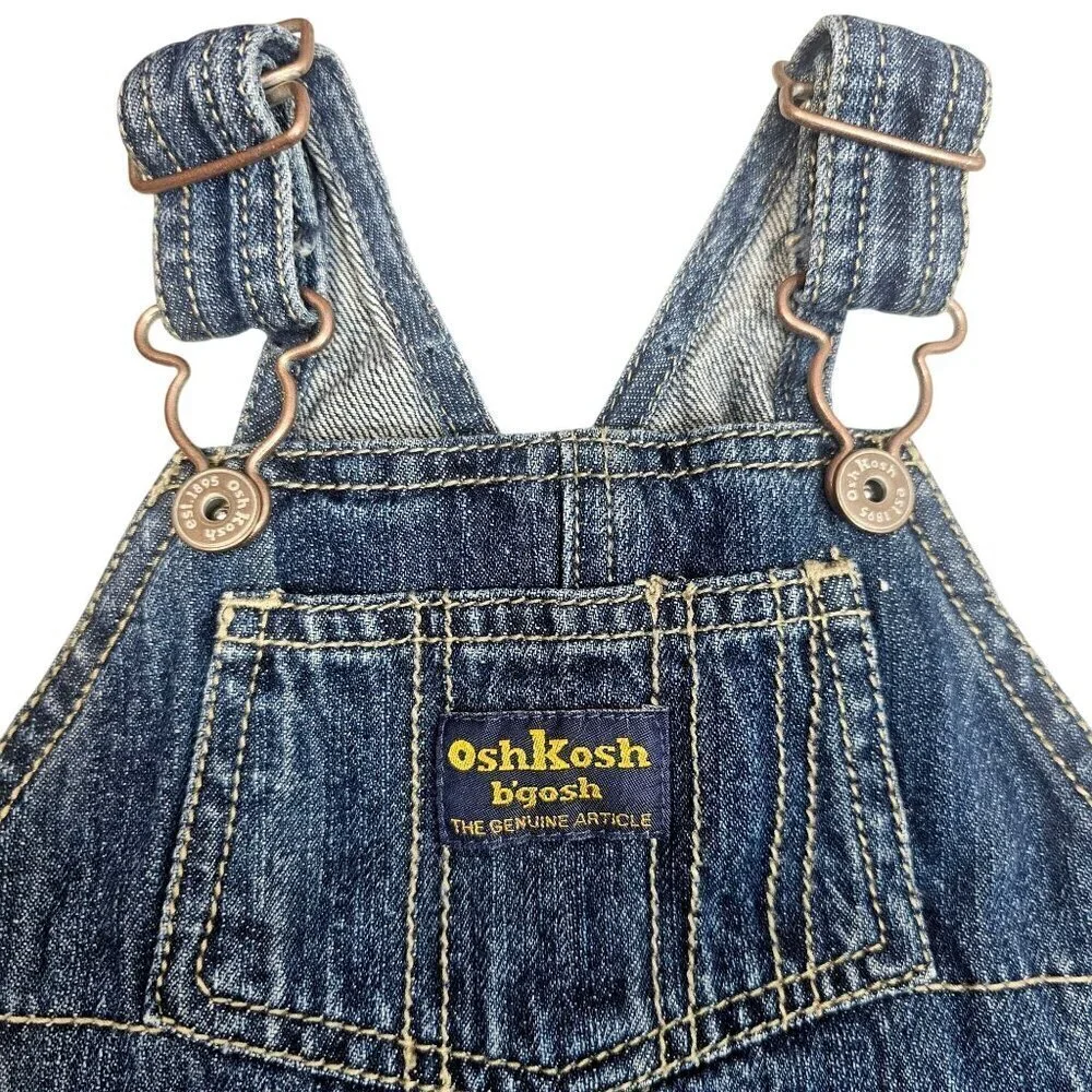 OshKosh Bgosh Baby Denim Bib Overall Skirt Size 12 Mos. 100% Cotton Adj Straps